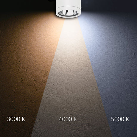LED Deckenaufbaustrahler IP65 weiß 10W ColorSwitch 3000|4000|5000K dimmbar - Beleuchtung