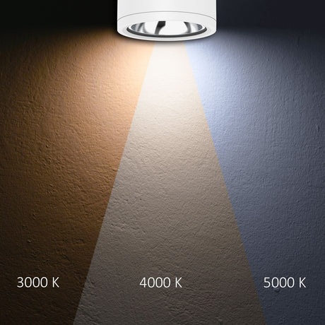 LED Deckenaufbaustrahler IP65 weiß 25W ColorSwitch 3000|4000|5000K dimmbar - Beleuchtung