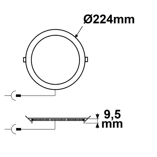 LED Downlight 18W rund ultraflach weiß 225mm ColorSwitch 3000|3500|4000K dimmbar - Beleuchtung