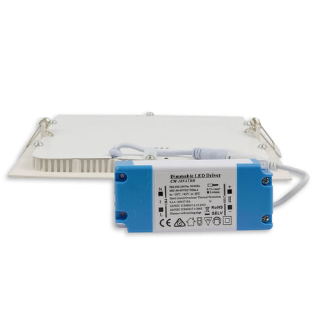LED Downlight 18W eckig ultraflach weiß 225x225mm ColorSwitch 3000|3500|4000K dimmbar - Beleuchtung