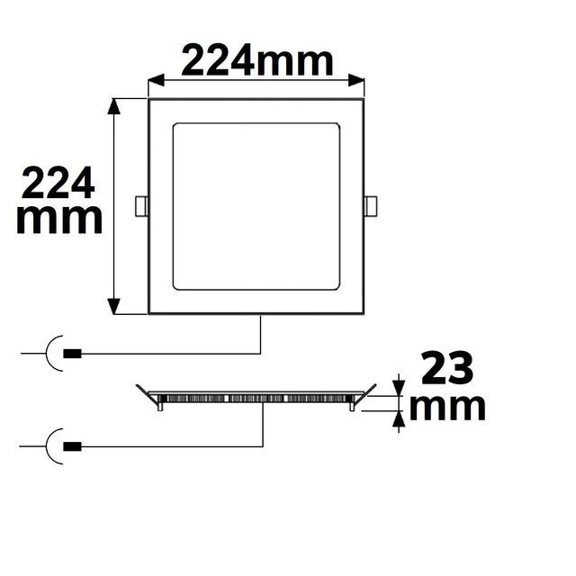LED Downlight 18W eckig ultraflach weiß 225x225mm ColorSwitch 3000|3500|4000K dimmbar - Beleuchtung