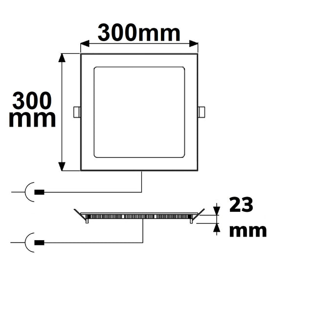 LED Downlight 24W eckig ultraflach weiß 300x300mm ColorSwitch 3000|3500|4000K dimmbar - Beleuchtung
