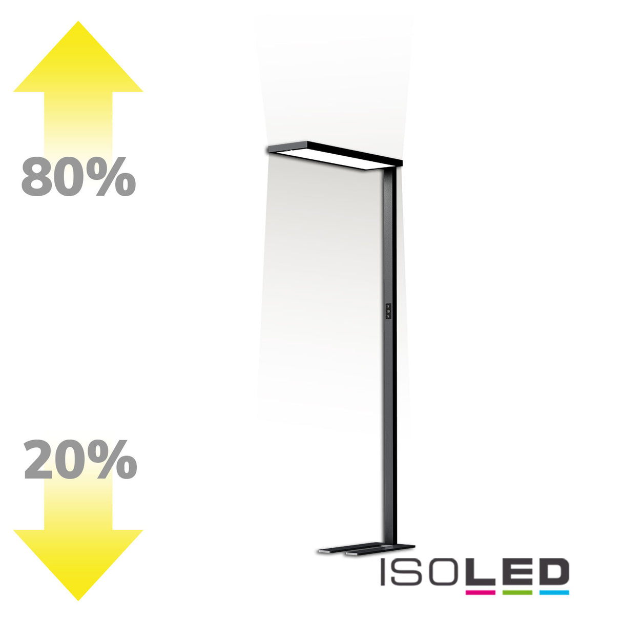 LED Office Pro Stehleuchte Up&Down 80W + 20W schwarz UGR<19 neutralweiß Touch-Dimm CH-Stecker - Beleuchtung