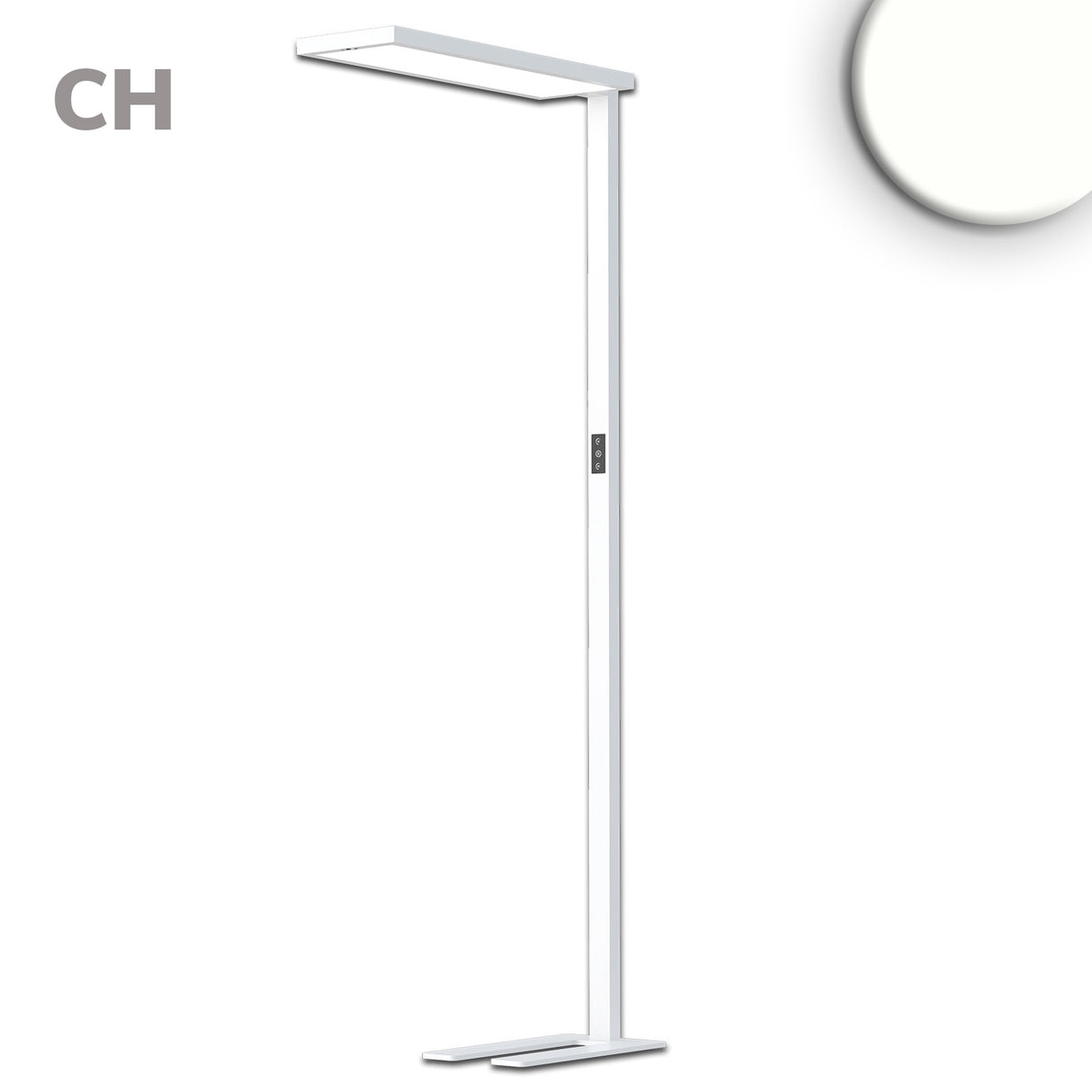 LED Office Pro Stehleuchte Up&Down 80W + 20W silber UGR<19 neutralweiß Touch-Dimm CH-Stecker - Beleuchtung