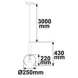 Pendelleuchte black round Glas E27 25cm 50-300cm exkl. Leuchtmittel exkl. Baldachin - Beleuchtung