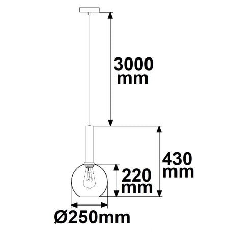 Pendelleuchte black round Glas E27 25cm 50-300cm exkl. Leuchtmittel exkl. Baldachin - Beleuchtung