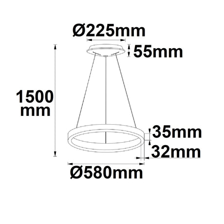 LED Hängeleuchte Circle 580 schwarz 48W rund ColorSwitch 3000|3500|4000K dimmbar - Beleuchtung