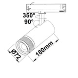 3-Phasen Schienen-Strahler fokussierbar 24W 20°-55° schwarz matt 4000K dimmbar - Beleuchtung
