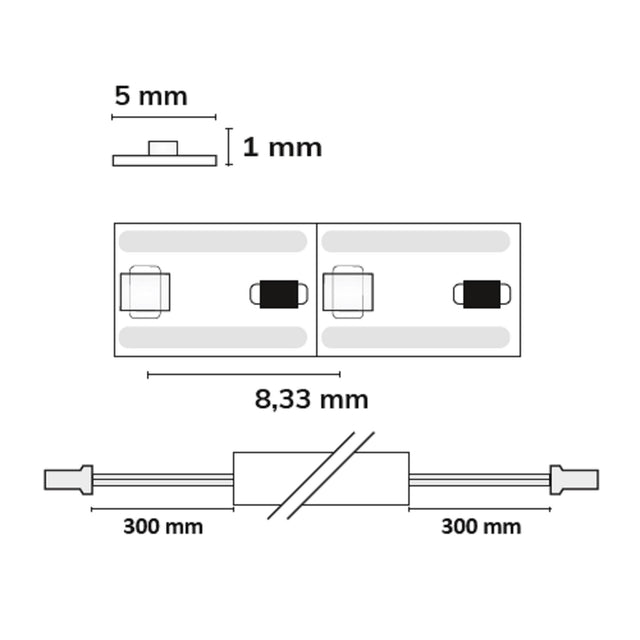 LED CRI930 MiniAMP Flexband 12V DC 7W IP20 3000K 500cm Kabel beids. + maleAMP 120 LED/m - Beleuchtung