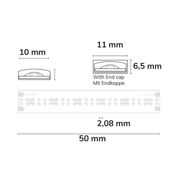 LED AQUA COB930 Linear Flexband 24V DC 8W IP68 3000K 5m Rolle 480 LED/m - Beleuchtung