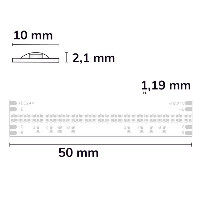 LED COB RGB Linear Flexband 24V DC 14,4W IP20 5m Rolle 840 LED/m - Beleuchtung
