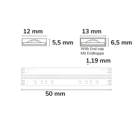 LED AQUA COB RGB Linear Flexband 24V DC 14,4W IP68 5m Rolle 840 LED/m - Beleuchtung