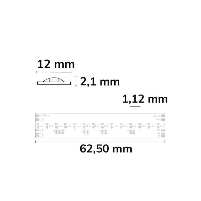 LED COB RGB + WW Linear Flexband 24V DC 20W IP20 5m Rolle 896 LED/m - Beleuchtung