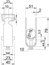 BETTERMANN Bügelschelle 40-46mm 1f VA 2056 46 A2 Profilschiene W=Kst hfr