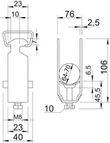 BETTERMANN Bügelschelle 64-70mm 1f VA 2056 70 A2 Profilschiene W=Kst hfr