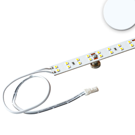 starre Platine inkl. 3M VHB Klebeband auf der Rückseite und 4 Haltemagnete zur Befestigung, Trennstelle 50mm mit Lochbohrung, einseitig 30cm Anschlusskabel mit MiniAMP male-Stecker, Aderquerschnitt 0,5mm²