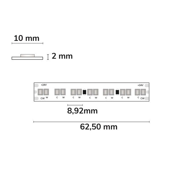 LED HEQ922/960 Linear CCT Flexband 24V DC 15W kw | 15W ww 140lm/W IP20 5m Rolle 224 LED/m - Beleuchtung