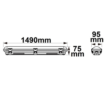 LED Wannenleuchte 150cm mit Notlichtfunktion IP65 PowerSwitch 35-60W ColorSwitch 3000|4000|5000K - Beleuchtung