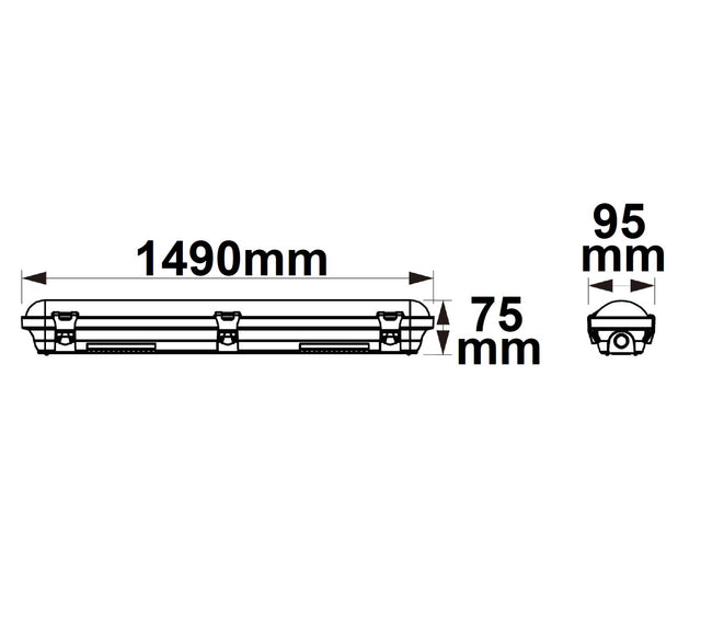 LED Wannenleuchte 150cm mit Notlichtfunktion IP65 PowerSwitch 35-60W ColorSwitch 3000|4000|5000K - Beleuchtung