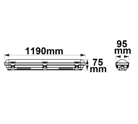 LED Wannenleuchte 120cm mit Notlichtfunktion IP65 PowerSwitch 25-40W ColorSwitch 3000|4000|5000K - Beleuchtung