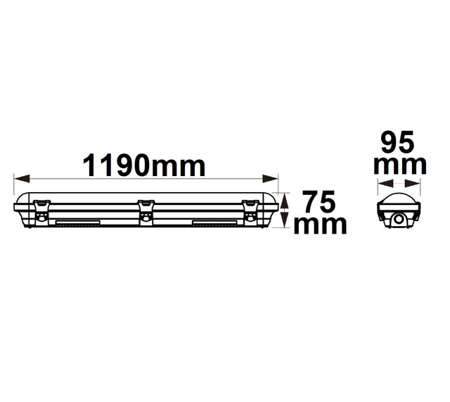 LED Wannenleuchte 120cm mit Notlichtfunktion IP65 PowerSwitch 25-40W ColorSwitch 3000|4000|5000K - Beleuchtung