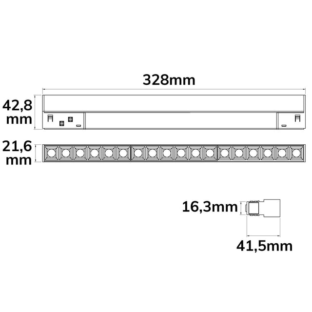 Track48 Leuchte 32cm schwarz 18W 36° UGR<19 48V DC 3000K CRI90 Line + DALI dimmbar - Beleuchtung