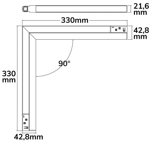 Track48 Eckleuchte vertikal schwarz 20W 120° 48V DC 3000K,CRI90 Line + - Beleuchtung