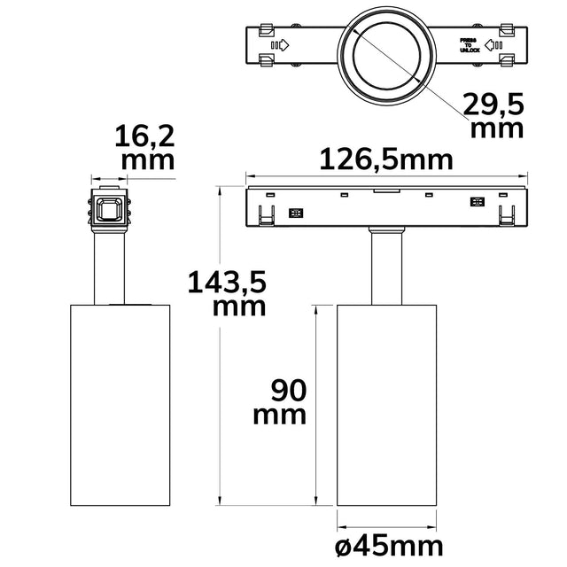 Track48 Schienenstrahler schwarz 7W 30° UGR<19 48V DC 3000K CRI90 - Beleuchtung