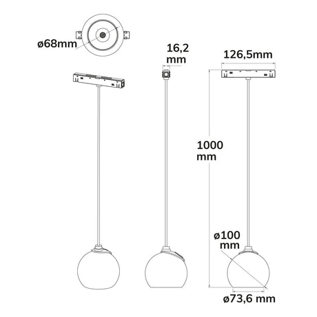 Track48 Hängeleuchte Ball Fokus schwarz 12W 60° 48V DC 3000K CRI90 - Beleuchtung
