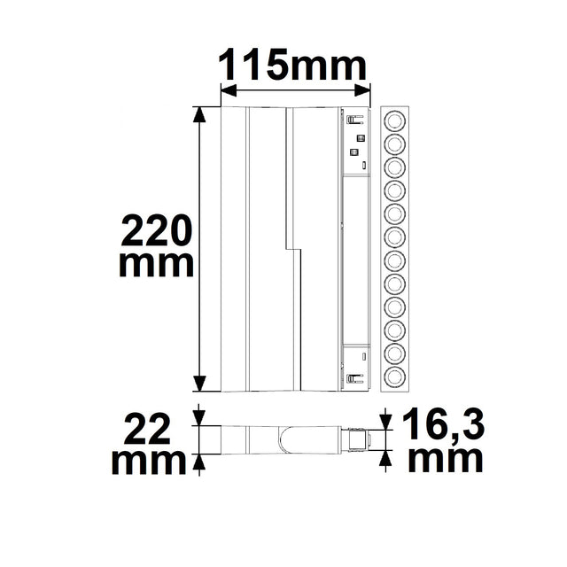 Track48 Raster-Schienen-Strahler 22cm schwarz 12W 36° UGR<19 48V DC 3000K CRI90 - Beleuchtung