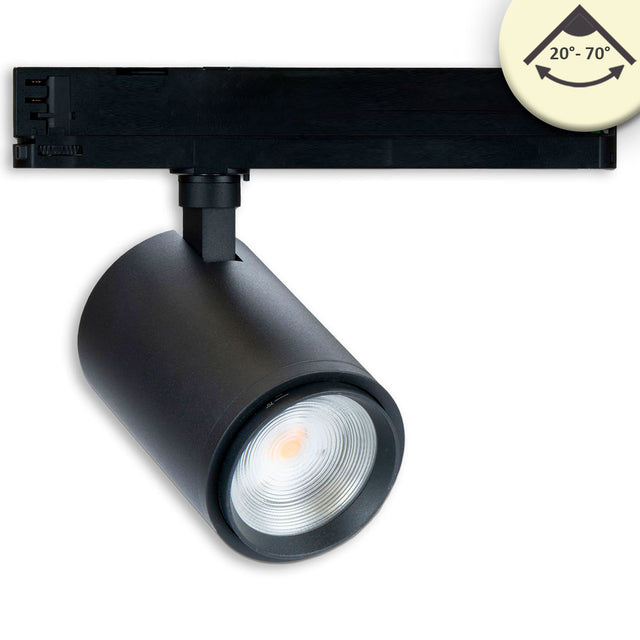 3-Phasen Schienen-Strahler fokussierbar 42W 20°-70° schwarz matt 3000K CRI92 DALI dimmbar - Beleuchtung