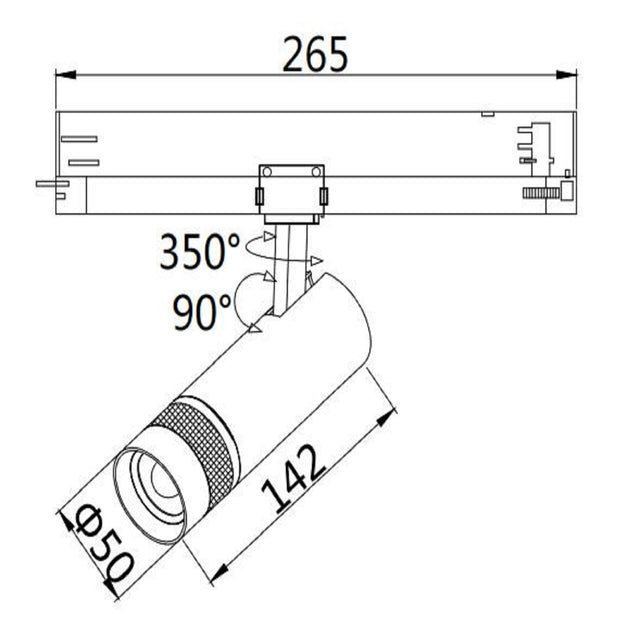 3-Phasen Schienen-Strahler fokussierbar 12W 20°-55° schwarz matt 3000K DALI dimmbar - Beleuchtung