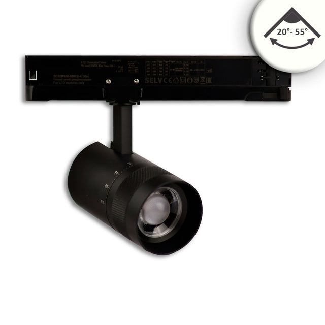 3-Phasen Schienen-Strahler fokussierbar 12W 20°-55° schwarz matt 4000K DALI dimmbar - Beleuchtung