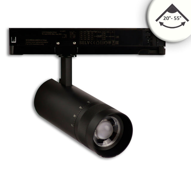 3-Phasen Schienen-Strahler fokussierbar 24W 20°-55° schwarz matt 4000K DALI dimmbar - Beleuchtung