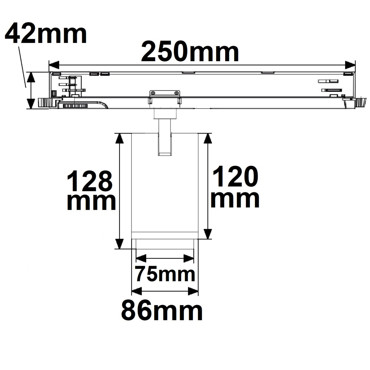 3-Phasen Schienen-Strahler fokussierbar 42W 20°-70° schwarz matt 3000K CRI92 dimmbar - Beleuchtung