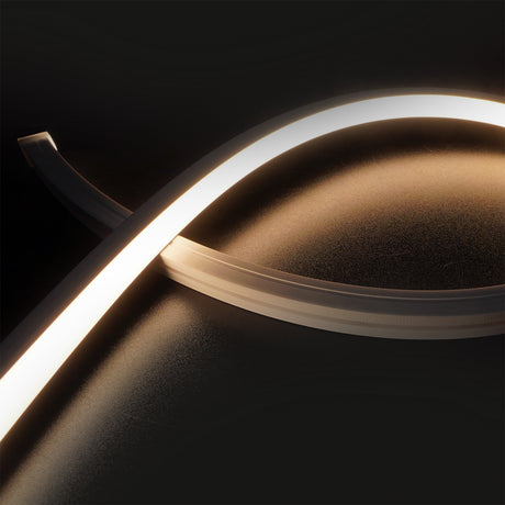 Trennstelle: 50mm mit je 7 SMD | Pitch (Lichtpunkt Mitte-Mitte): 7,14mm | 1 Einheit (Rolle) = 5m | max. Flexbandlänge pro Einspeisung: 5m | Längentoleranz + Wärmeausdehnung: 1% | kein Kühlprofil erforderlich | ohne Klebeband! | Silikon Verguss | BESONDERHEIT: 30cm 2-pol. Mantelleitung beidseitig, weiß, Anschluß stirnseitig | HINWEIS: in der Breite und Höhe bündige Endkappen, vertikal biegbar (Biegeradius min. 60mm)
