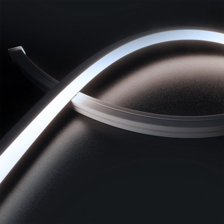 Trennstelle: 50mm mit je 12 SMD | Pitch (Lichtpunkt Mitte-Mitte): 8,34mm | max. Flexbandlänge pro Einspeisung: 5m | Längentoleranz + Wärmeausdehnung: 1% | kein Kühlprofil erforderlich | ohne Klebeband! | Silikon Verguss | BESONDERHEIT: 30cm 2-pol. Mantelleitung einseitig, weiß, Anschluß stirnseitig, offene Litze | HINWEIS: in der Breite und Höhe bündige Endkappen, vertikal biegbar (Biegeradius min. 60mm)