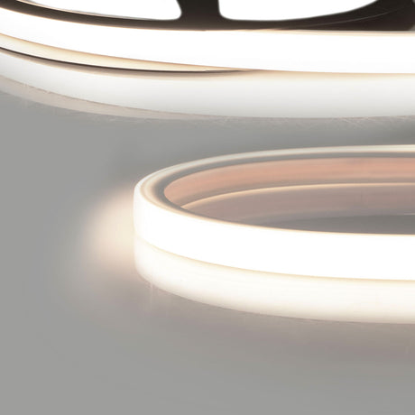 Trennstelle: 7,14mm mit je 1 SMD | Pitch (Lichtpunkt Mitte-Mitte): 7,14mm | 1 Einheit (Rolle) = 3m | max. Flexbandlänge pro Einspeisung: 5m | Längentoleranz + Wärmeausdehnung: 1% | kein Kühlprofil erforderlich | ohne Klebeband! | Silikon Verguss | BESONDERHEIT: 30cm 2-pol. Mantelleitung einseitig, weiß, Anschluß seitlich | HINWEIS: vertikal biegbar (Biegeradius min. 60mm)