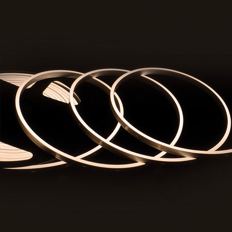 Trennstelle: 33,33mm mit je 6 SMD | Pitch (Lichtpunkt Mitte-Mitte): 5,56mm | max. Flexbandlänge pro Einspeisung: 5m | Längentoleranz + Wärmeausdehnung: 1% | kein Kühlprofil erforderlich | ohne Klebeband! | Silikon Verguss | BESONDERHEIT: 30cm 2-pol. Einzeladern beidseitig, Anschluß stirnseitig, mit MiniAmp Male-Stecker L814 | HINWEIS: geringfügig in der Breite auftragende Endkappe aus Metall, horizontal biegbar (Biegeradius min. 60mm)