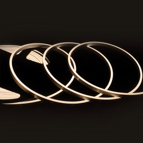 Trennstelle: 33,33mm mit je 6 SMD | Pitch (Lichtpunkt Mitte-Mitte): 5,56mm | max. Flexbandlänge pro Einspeisung: 5m | Längentoleranz + Wärmeausdehnung: 1% | kein Kühlprofil erforderlich | ohne Klebeband! | Silikon Verguss | BESONDERHEIT: 30cm 2-pol. Einzeladern beidseitig, Anschluß stirnseitig, mit MiniAmp Male-Stecker L814 | HINWEIS: geringfügig in der Breite auftragende Endkappe aus Metall, horizontal biegbar (Biegeradius min. 60mm)