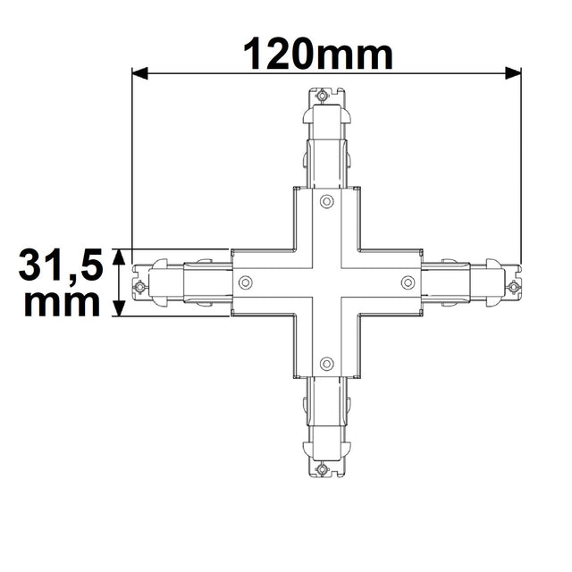3-Phasen DALI X-Verbinder für Aufbauschiene schwarz - Beleuchtung