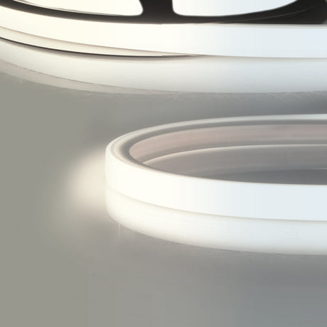 Trennstelle: 7,14mm mit je 1 SMD | Pitch (Lichtpunkt Mitte-Mitte): 7,14mm | max. Flexbandlänge pro Einspeisung: 5m | Längentoleranz + Wärmeausdehnung: 1% | kein Kühlprofil erforderlich | ohne Klebeband! | Silikon Verguss | BESONDERHEIT: 30cm 2-pol. Mantelleitung einseitig, weiß, Anschluß seitlich, mit MiniAmp Male-Stecker L814 | HINWEIS: in der Breite und Höhe 2x1mm auftragende Endkappen, vertikal biegbar (Biegeradius min. 60mm)