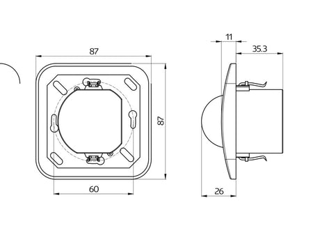 Bewegungsmelder UP 0-180°                         110-240V rws glz IP20