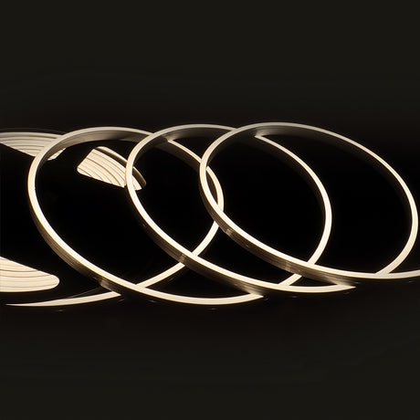Trennstelle: 33,33mm mit je 6 SMD | Pitch (Lichtpunkt Mitte-Mitte): 5,56mm | max. Flexbandlänge pro Einspeisung: 5m | Längentoleranz + Wärmeausdehnung: 1% | kein Kühlprofil erforderlich | ohne Klebeband! | Silikon Verguss | BESONDERHEIT: 30cm 2-pol. Einzeladern beidseitig, Anschluß stirnseitig, mit MiniAmp Male-Stecker L814 | HINWEIS: geringfügig in der Breite auftragende Endkappe aus Metall, horizontal biegbar (Biegeradius min. 60mm)