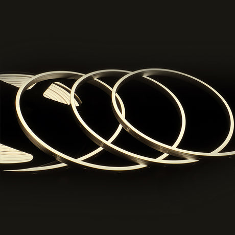 Trennstelle: 33,33mm mit je 6 SMD | Pitch (Lichtpunkt Mitte-Mitte): 5,56mm | max. Flexbandlänge pro Einspeisung: 5m | Längentoleranz + Wärmeausdehnung: 1% | kein Kühlprofil erforderlich | ohne Klebeband! | Silikon Verguss | BESONDERHEIT: 30cm 2-pol. Einzeladern beidseitig, Anschluß stirnseitig, mit MiniAmp Male-Stecker L814 | HINWEIS: geringfügig in der Breite auftragende Endkappe aus Metall, horizontal biegbar (Biegeradius min. 60mm)
