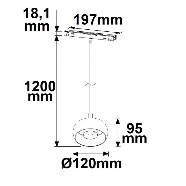 Track48 Hängeleuchte Circle 8W 45° 48V DC schwarz 3000K - Beleuchtung