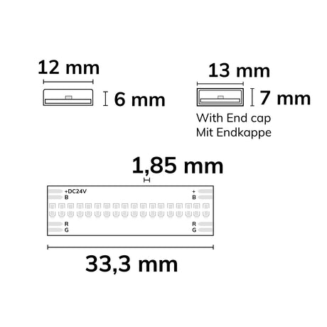 LED HT RGB COB Flexband für bis zu 100°C Umgebungstemp. 24V DC 14,4 W IP68 5m Rll 540 LED/m - Beleuchtung
