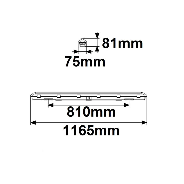 LED Wannenleuchte SL 120cm IP66 PowerSwitch 24-40W 140lm/W 4000K - Beleuchtung