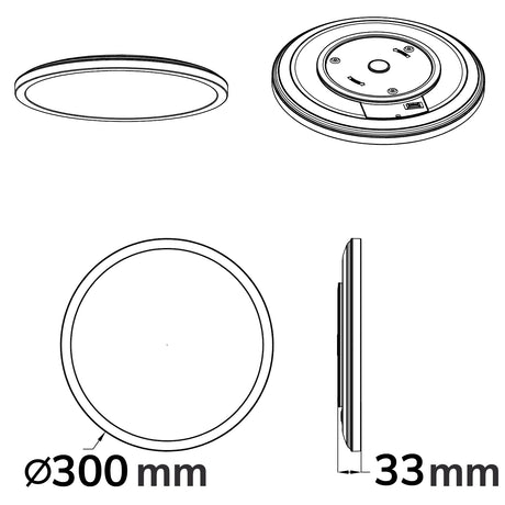 LED Deckenleuchte Slim300 PRO 18W weiß rund IP44 DN300 3000|4000|5000K Up&Down - Beleuchtung