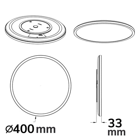 LED Deckenleuchte Slim400 PRO 25W weiß rund IP44 DN400 3000|4000|5000K Up&Down - Beleuchtung